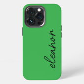 Etui iPhone 13 Pro Moderne simple brillant vert Nom du script Monogra (Dos)
