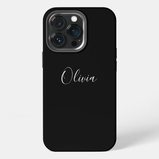 Etui iPhone 13 Pro Monogramme de nom de script moderne élégant uni no (Dos)