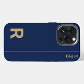 Etui iPhone 13 Pro Monogramme Initial Minimal Moderne Navy et Or (Verso Horizontal)