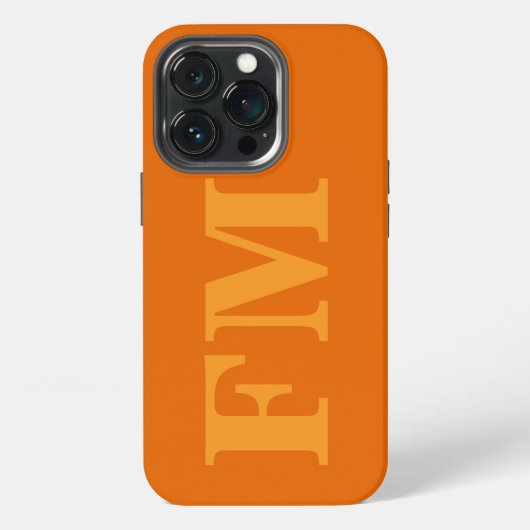 Etui iPhone 13 Pro Monogramme Initiales Minimal Gras Orange Jaune (Dos)