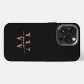 Etui iPhone 13 Pro Monogramme Moderne Nom en écriture cursive Or Noir (Verso Horizontal)
