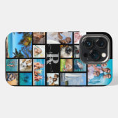 Etui iPhone 13 Pro Monogramme Nom du script 17 Photo Collage Couleur (Verso Horizontal)