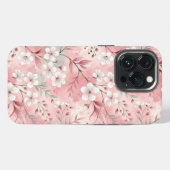 Etui iPhone 13 Pro Motif de fleurs Sakura rose (Verso Horizontal)