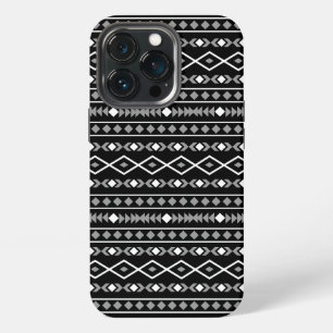 Etui iPhone 13 Pro Motif de formes aztèques gris blanc noir