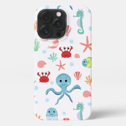 Etui iPhone 13 Pro Motif du monde marin (Verso)