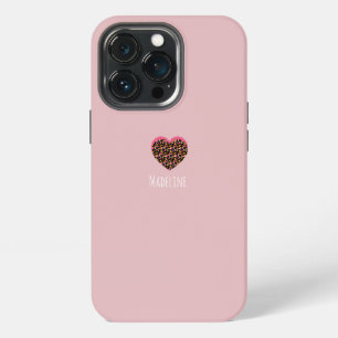 Etui iPhone 13 Pro Motif imprimé animal rose cœur simple