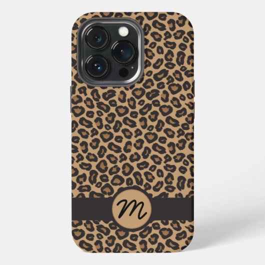 Etui iPhone 13 Pro Motif Léopard Brun Monogramme (Dos)