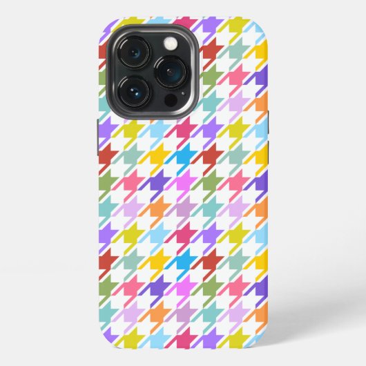 Etui iPhone 13 Pro Motif Pied-de-Poule Multicolore+Blanc (Dos)