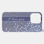 Etui iPhone 13 Pro Motif points blanc gris bleu (Verso Horizontal)