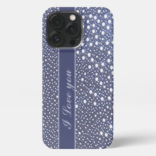 Etui iPhone 13 Pro Motif points blanc gris bleu (Verso)