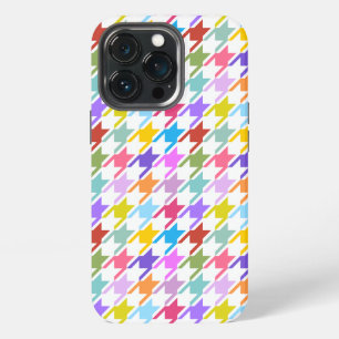 Etui iPhone 13 Pro Multicolor Houndstooth+Motif blanc