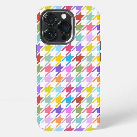 Etui iPhone 13 Pro Multicolor Houndstooth+Motif blanc (Dos)