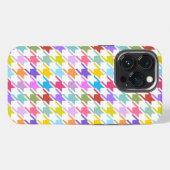 Etui iPhone 13 Pro Multicolor Houndstooth+Motif blanc (Verso Horizontal)