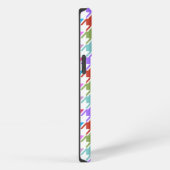 Etui iPhone 13 Pro Multicolor Houndstooth+Motif blanc (Côté droit)