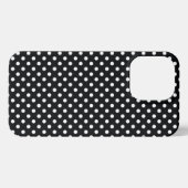 Etui iPhone 13 Pro Noir avec pois blancs (Verso Horizontal)