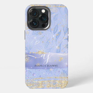 Etui iPhone 13 Pro Nom de script de feuillage de bijou de paillettes