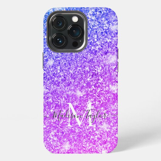 Etui iPhone 13 Pro Nom du monogramme de la Parties scintillant rose e (Dos)
