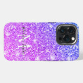 Etui iPhone 13 Pro Nom du monogramme de la Parties scintillant rose e (Verso Horizontal)