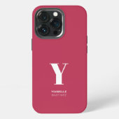 Etui iPhone 13 Pro Nom du monogramme magenta tendance (Dos)