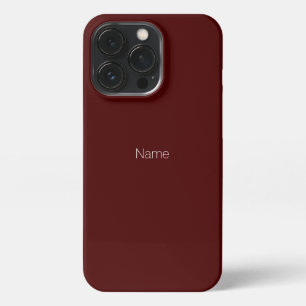 Etui iPhone 13 Pro Nom personnalisé minimaliste monogramme oxblood bo