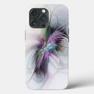 Etui iPhone 13 Pro Nouvelle vie, art abstrait coloré de fantaisie fra