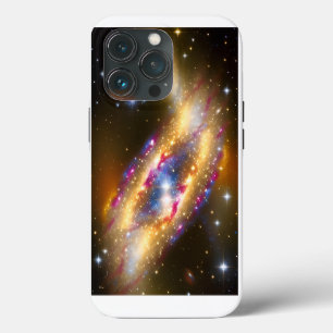 Etui iPhone 13 Pro Or rose et bleu doré cosmique expliquant la voie l