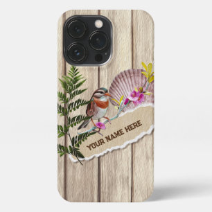 Etui iPhone 13 Pro Papier tordu rustique Peinture à huile de bois Per