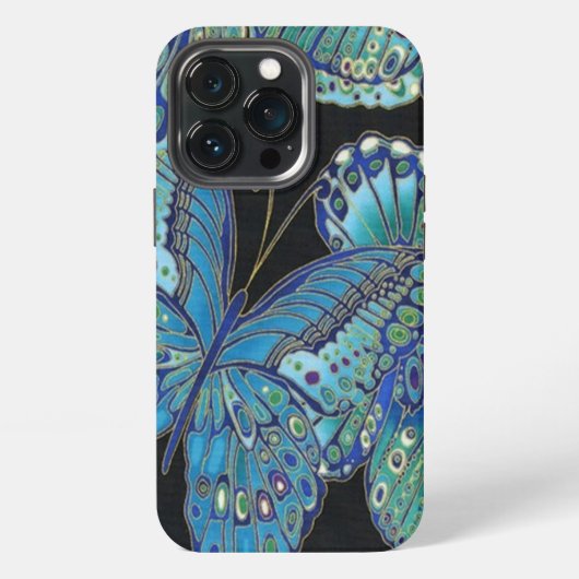 Etui iPhone 13 Pro Papillon sarcelle (Dos)