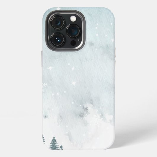 Etui iPhone 13 Pro Paysage d'hiver Aquarelle (Dos)