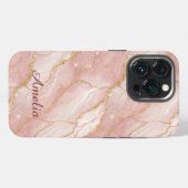 Etui iPhone 13 Pro Personalized Modern Rose Quartz Marble Gold (Verso Horizontal)