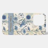 Etui iPhone 13 Pro Personalized Name Blue Wildflowers (Verso Horizontal)