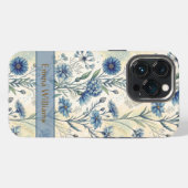 Etui iPhone 13 Pro Personalized Name Blue Wildflowers (Verso Horizontal)