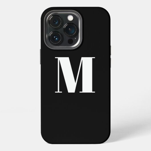 Etui iPhone 13 Pro Personnaliser monogramme initial noir blanc (Dos)