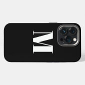 Etui iPhone 13 Pro Personnaliser monogramme initial noir blanc (Verso Horizontal)