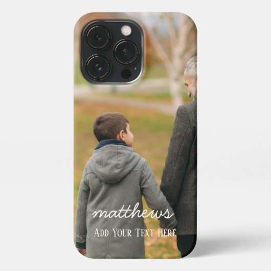 Etui iPhone 13 Pro Photo verticale avec texte personnalisé dans un sc (Verso)