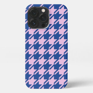 Etui iPhone 13 Pro Pied de fond rose+Motif bleu