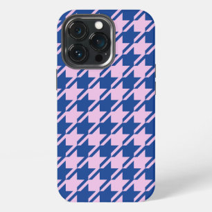 Etui iPhone 13 Pro Pied de fond rose+Motif bleu