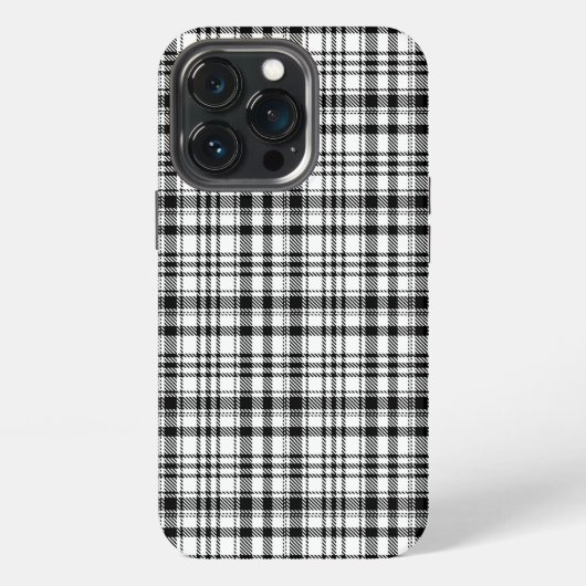 Etui iPhone 13 Pro Plaid Noir & Blanc Classique (Dos)