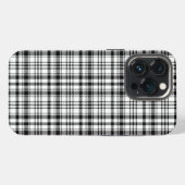 Etui iPhone 13 Pro Plaid Noir & Blanc Classique (Verso Horizontal)