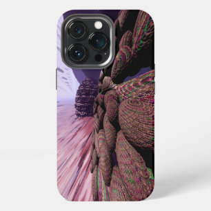 Etui iPhone 13 Pro Planète Mars. Murale surréaliste d'art fractal fut