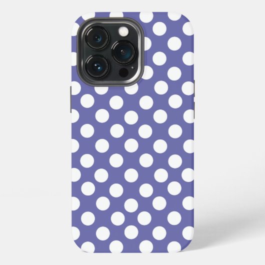 Etui iPhone 13 Pro points noirs blancs et pourpre bleu outremer (Dos)