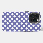 Etui iPhone 13 Pro points noirs blancs et pourpre bleu outremer (Verso Horizontal)