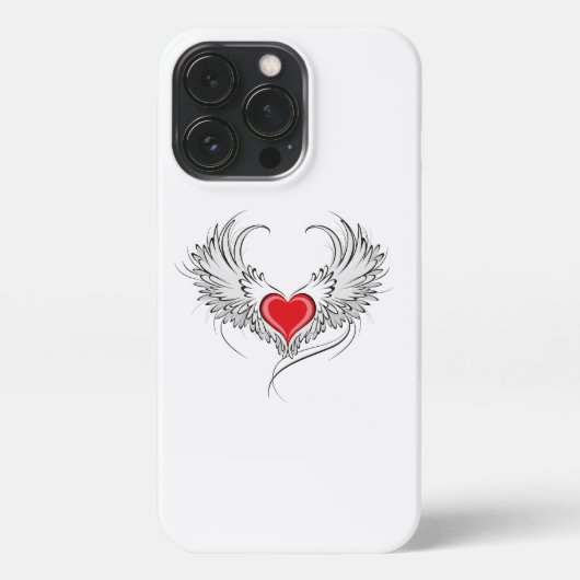 Etui iPhone 13 Pro Red Angel Coeur avec ailes (Verso)