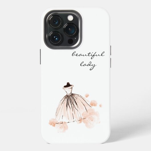 Etui iPhone 13 Pro robe de fleurs modernes rose vif (Dos)