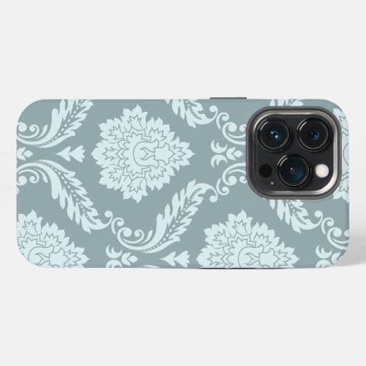 Etui iPhone 13 Pro Rococo Damask Art I Duck Egg Blue+Teal (Verso Horizontal)