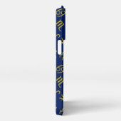 Etui iPhone 13 Pro Sagittaire Zodiac+Astrologie Symboles Ptn Gld+Blue (Côté droit)