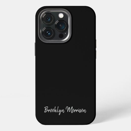 Etui iPhone 13 Pro Simple moderne noir blanc nom de script personnali (Dos)