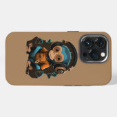 Etui iPhone 13 Pro Singe mignon écoutant de la musique, singe immergé (Verso Horizontal)