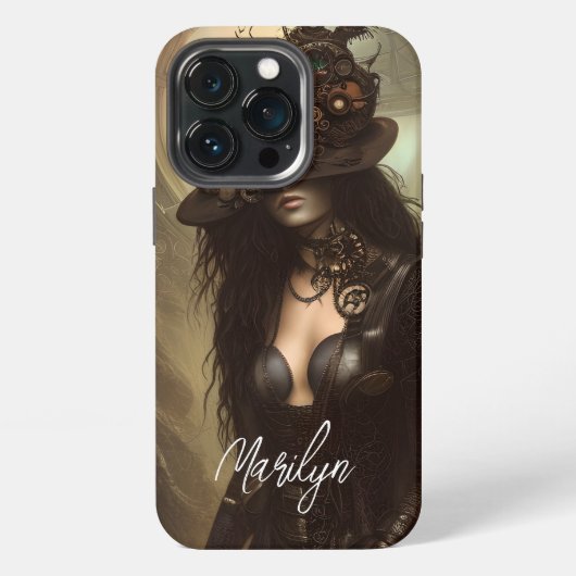 Etui iPhone 13 Pro Steampunk Cachez Vos Yeux Œuvre Originale (Dos)