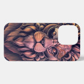 Etui iPhone 13 Pro Steampunk Couleur Gradient Lion Rustique (Verso Horizontal)